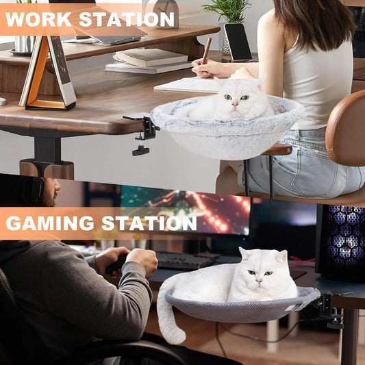 180° Rotating Desktop Cat Hammock – Adjustable Desk Cat Bed for Indoor Comfort