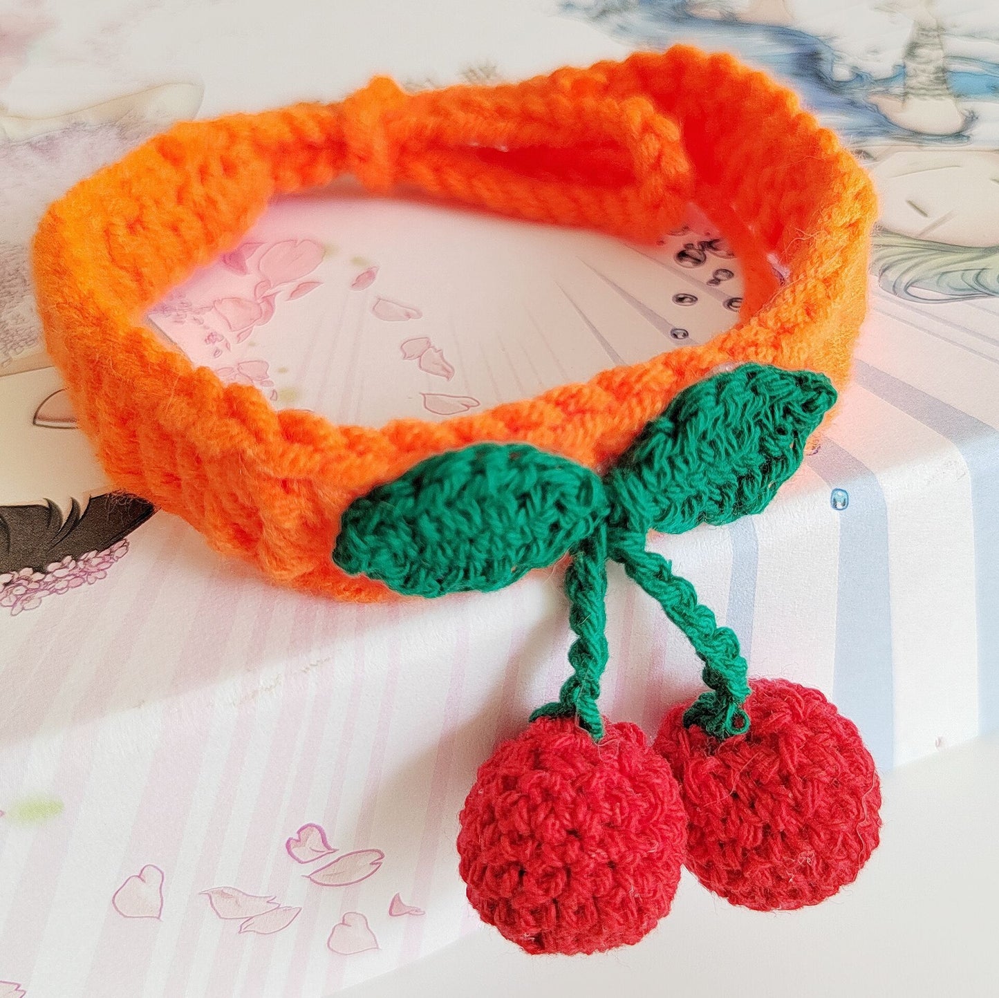 Handmade Knitted Cat Collar – Soft Wool Silent Pet Collar with Cozy Design