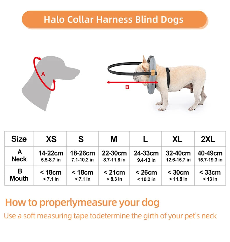 Adjustable Blind Pet Safety Halo Collar – Reflective Anti-Collision Harness for Dogs & Cats