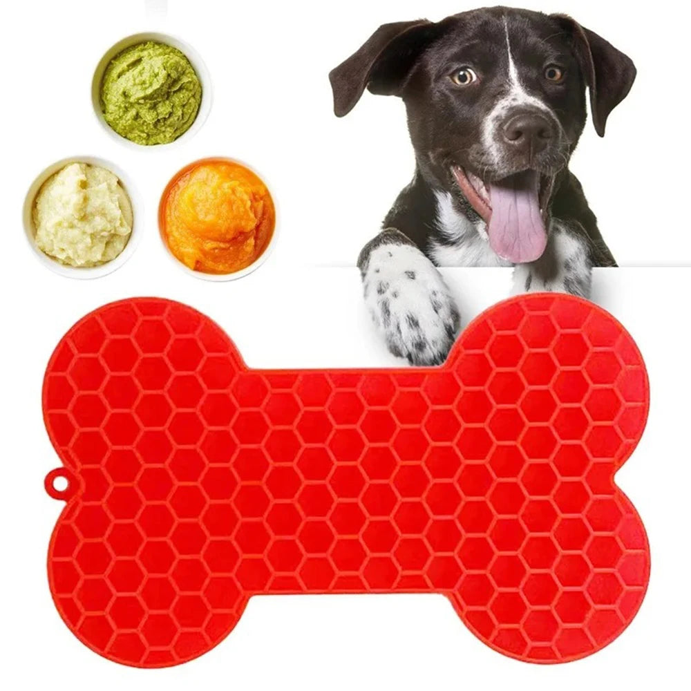 Bone-Shaped Dog Lick Mat – Silicone Slow Feeder with Suction Base