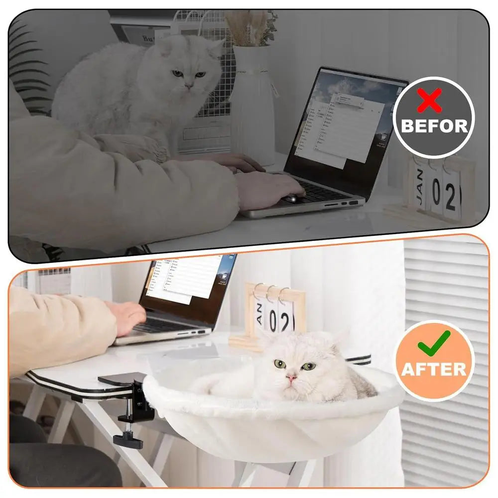 180° Rotating Desktop Cat Hammock – Adjustable Desk Cat Bed for Indoor Comfort