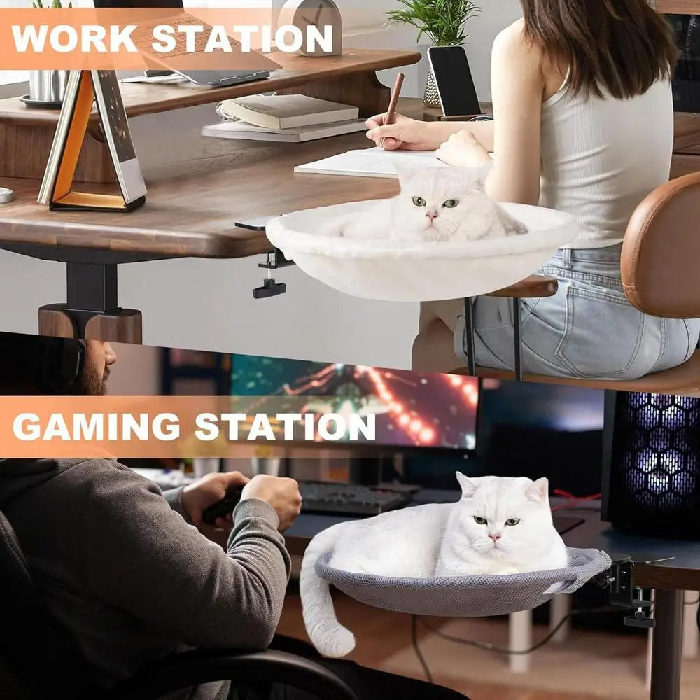 180° Rotating Desktop Cat Hammock – Adjustable Desk Cat Bed for Indoor Comfort