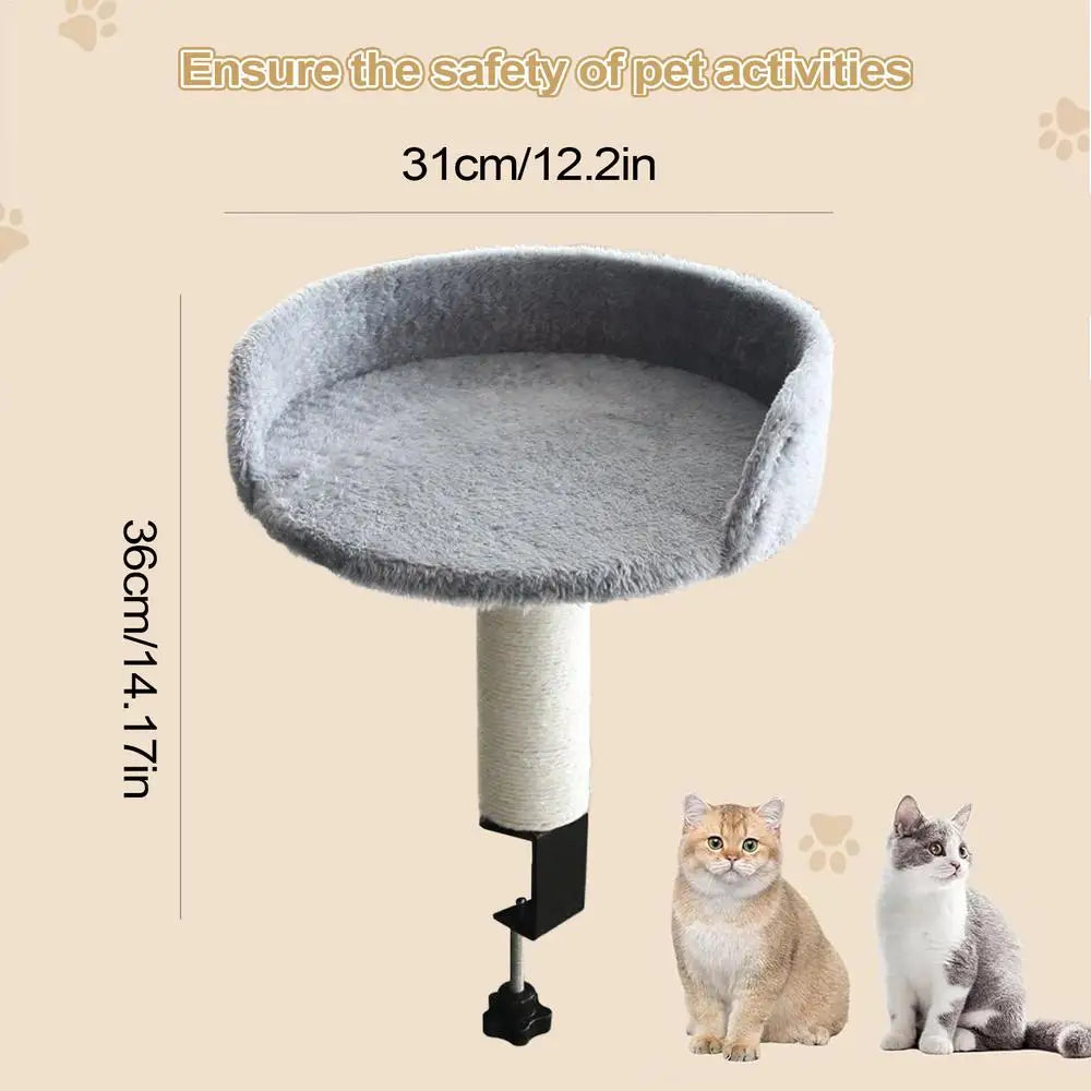 Adjustable Rotating Desk Cat Perch – Space-Saving Clamp-On Cat Hammock Bed