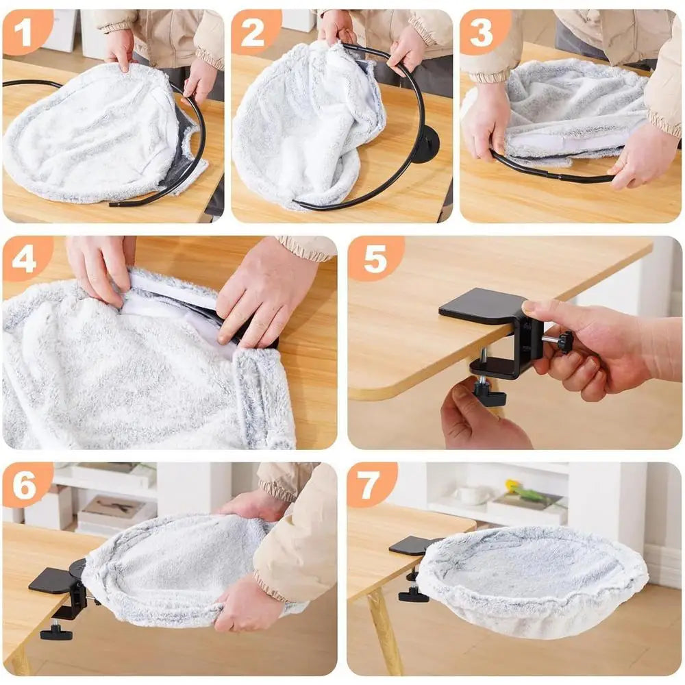 180° Rotating Desktop Cat Hammock – Adjustable Desk Cat Bed for Indoor Comfort