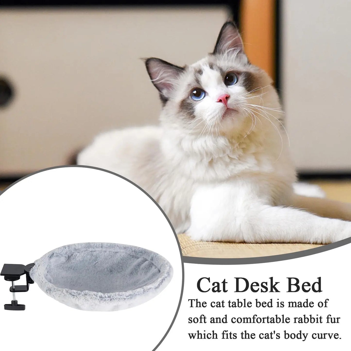 180° Rotating Desktop Cat Hammock – Adjustable Desk Cat Bed for Indoor Comfort