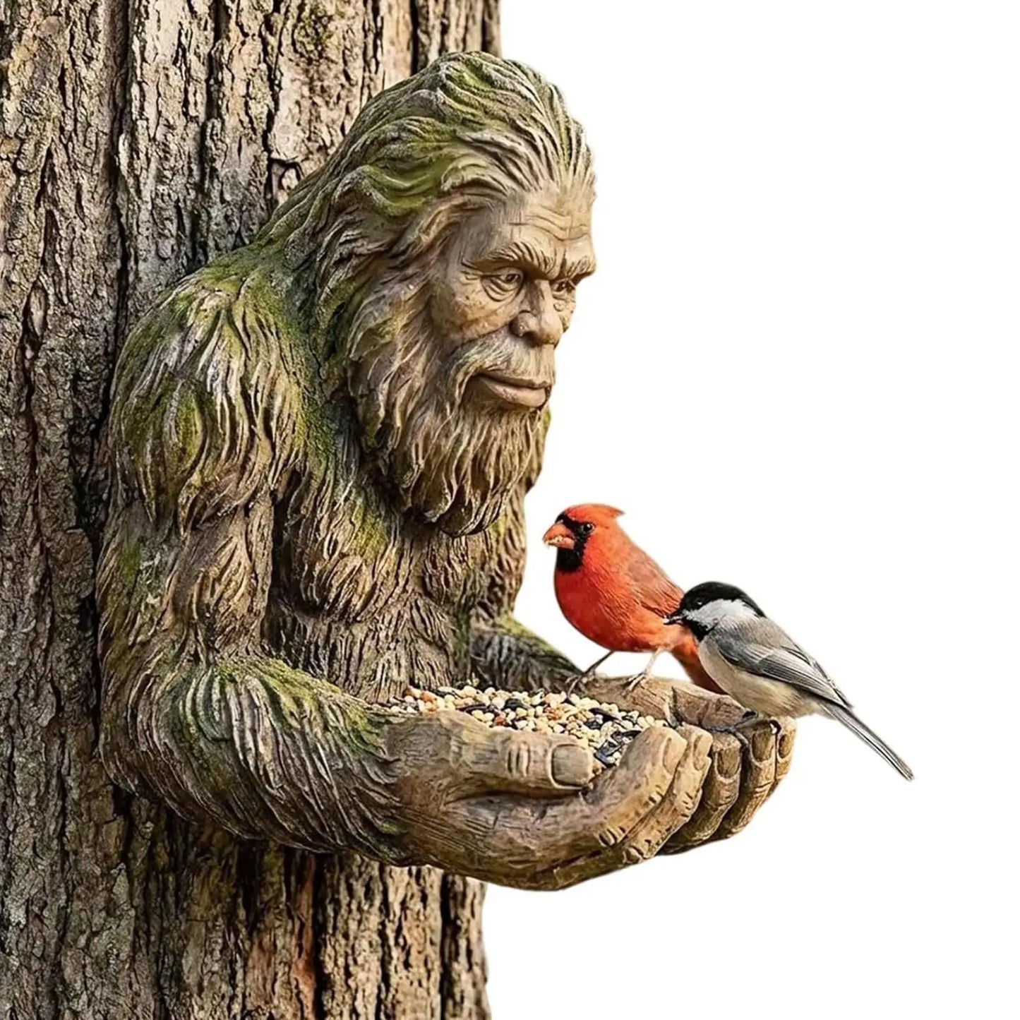 Bigfoot Bird Feeder Funny Garden Sculpture Outdoor Wall Bird Feeding Station Resin Decor