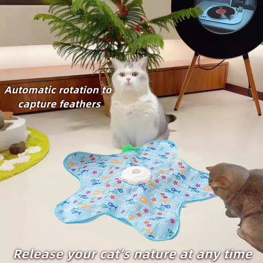 Automatic Cat Turntable Toy – Interactive Electric Teaser Stick for Indoor Cats