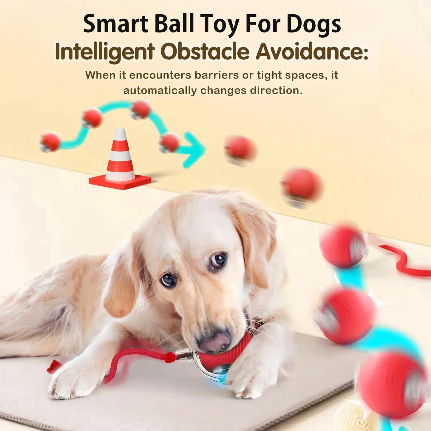 Smart Interactive Dog Ball – Automatic Rolling Rechargeable Toy for Active Dogs