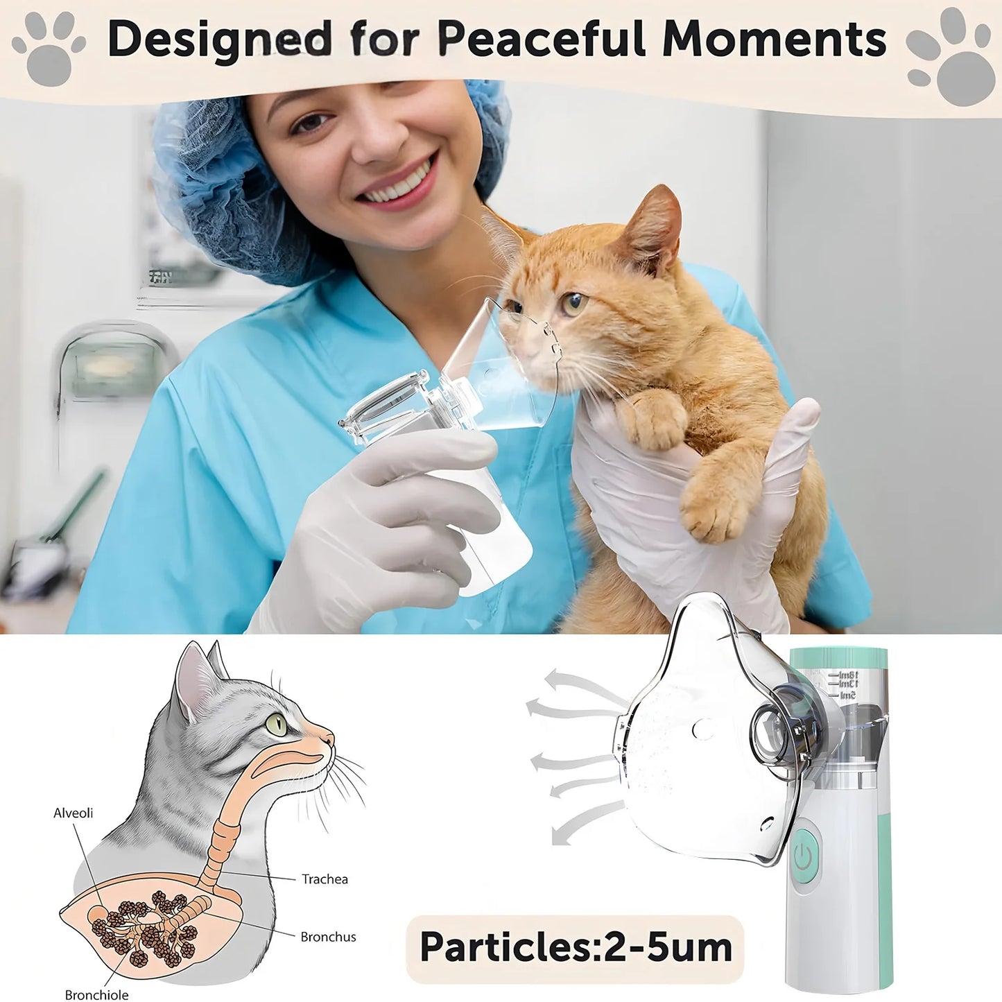 Pet Portable Nebulizer – Silent Inhaler for Cats & Dogs | Respiratory Relief