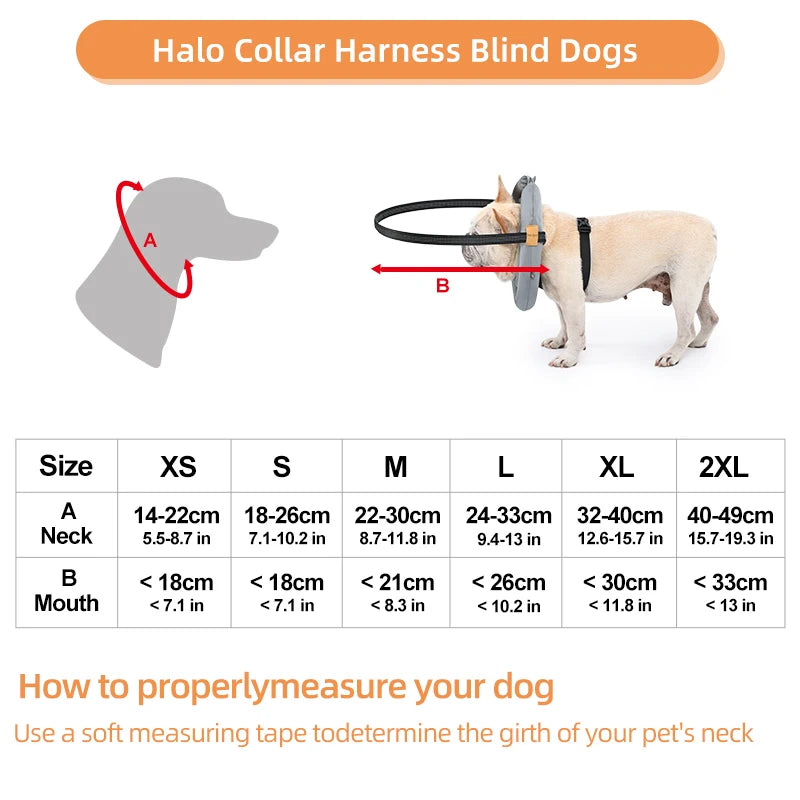 Adjustable Blind Pet Safety Halo Collar – Reflective Anti-Collision Harness for Dogs & Cats