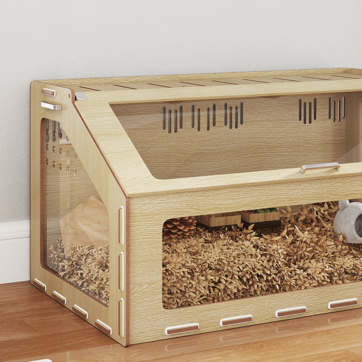 39'' Hamster Cage Habitat – Wooden Small Pet Enclosure with Acrylic Window